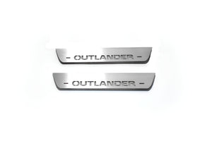 Illuminated LED Door Sill Tread Plates Mitsubishi Outlander II 2007-2012 With Outlander Logo Mitsubishi Led Door Sills opdesign