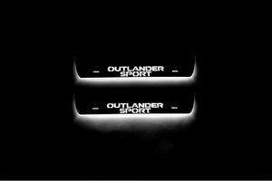 Illuminated LED Door Sill Tread Plates Mitsubishi Outlander Sport 2010+ With Outlander Sport Logo Mitsubishi Led Door Sills opdesign