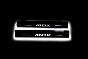 Illuminated LED Door Sill Tread Plates Acura MDX II 2006-2013 With MDX Logo Acura Led Door Sills opdesign