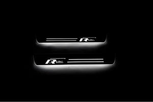 Illuminated LED Door Sill Tread Plates Volkswagen Passat B7 USA 2011-2019 With R-Line Logo Volkswagen Led Door Sills opdesign