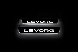Illuminated LED Door Sill Tread Plates Subaru Levorg I 2014-2020 With Levorg Logo Subaru Led Door Sills opdesign