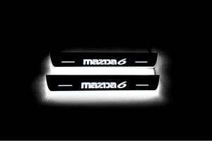 Illuminated LED Door Sill Tread Plates Mazda 6 II 2008-2012 With Mazda 6 Logo Mazda Led Door Sills opdesign