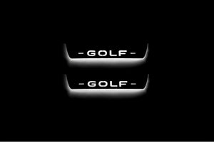 Illuminated LED Door Sill Tread Plates Volkswagen Golf VIII 2020+ With Golf Logo Volkswagen Led Door Sills opdesign