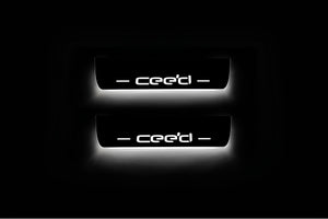 Illuminated LED Door Sill Tread Plates KIA Ceed II 2012-2018 With Cee`d Logo KIA Led Door Sills opdesign