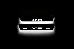 Illuminated LED Door Sill Tread Plates BMW X6 F16 2015-2019 With X6 Logo BMW Led Door Sills opdesign