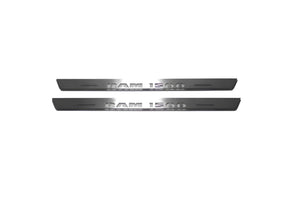 Illuminated LED Door Sill Tread Plates Dodge Ram IV 2009-2018 With RAM 1500 Logo Dodge Led Door Sills opdesign