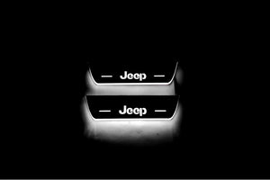 Illuminated LED Door Sill Tread Plates Jeep Compass II 2016+ With Compass Logo Jeep Led Door Sills opdesign