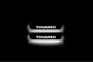 Illuminated LED Door Sill Tread Plates Volkswagen Touareg II 2010-2018 With Touareg Logo Volkswagen Led Door Sills opdesign