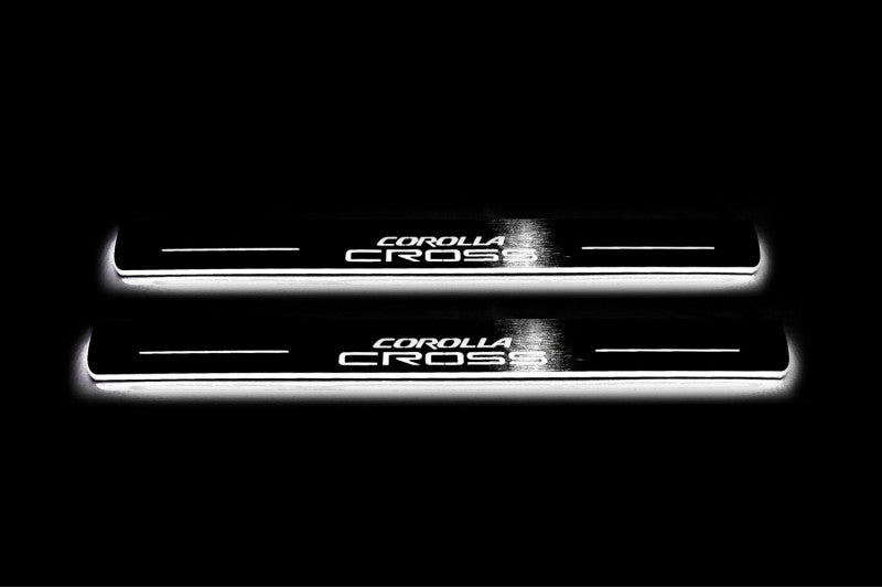 Toyota Corolla Cross Stainless LED Door Sills – Corolla Cross Logo