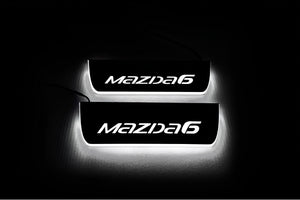 Illuminated LED Door Sill Tread Plates Mazda 6 III 2012-2024 With Mazda 6 Logo Mazda Led Door Sills opdesign