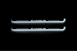 Illuminated LED Door Sill Tread Plates Range Rover Evoque I With Evoque Logo Range Rover Led Door Sills opdesign