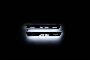 Illuminated LED Door Sill Tread Plates BMW X5 E53 1999-2006 With X5 Logo BMW Led Door Sills decoinfabric
