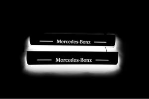 Illuminated LED Door Sill Tread Plates Mercedes E W213 2016-2023 With Mercedes-Benz Logo Mercedes Led Door Sills opdesign