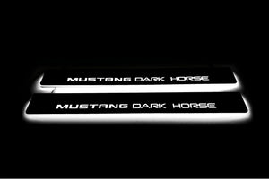 Illuminated LED Door Sill Tread Plates Ford Mustang VII 2023+ With Mustang Dark Horse Logo Ford Led Door Sills opdesign