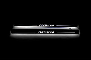 Illuminated LED Door Sill Tread Plates Nissan Qashqai II 2014-2021 With Qashqai Logo Nissan Led Door Sills opdesign