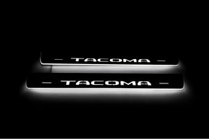 Illuminated LED Door Sill Tread Plates Toyota Tacoma III 2016+ With Tacoma Logo Toyota Led Door Sills opdesign