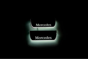 Illuminated LED Door Sill Tread Plates Mercedes ML W164 2005-2011 With Mercedes-Benz Logo Mercedes Led Door Sills opdesign