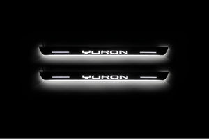 Illuminated LED Door Sill Tread Plates GMC Yukon V 2020+ With Yukon Logo GMC Led Door Sills opdesign