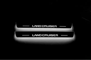 Illuminated LED Door Sill Tread Plates Toyota Prado 250 2023+ With Land Cruiser Logo Toyota Led Door Sills opdesign