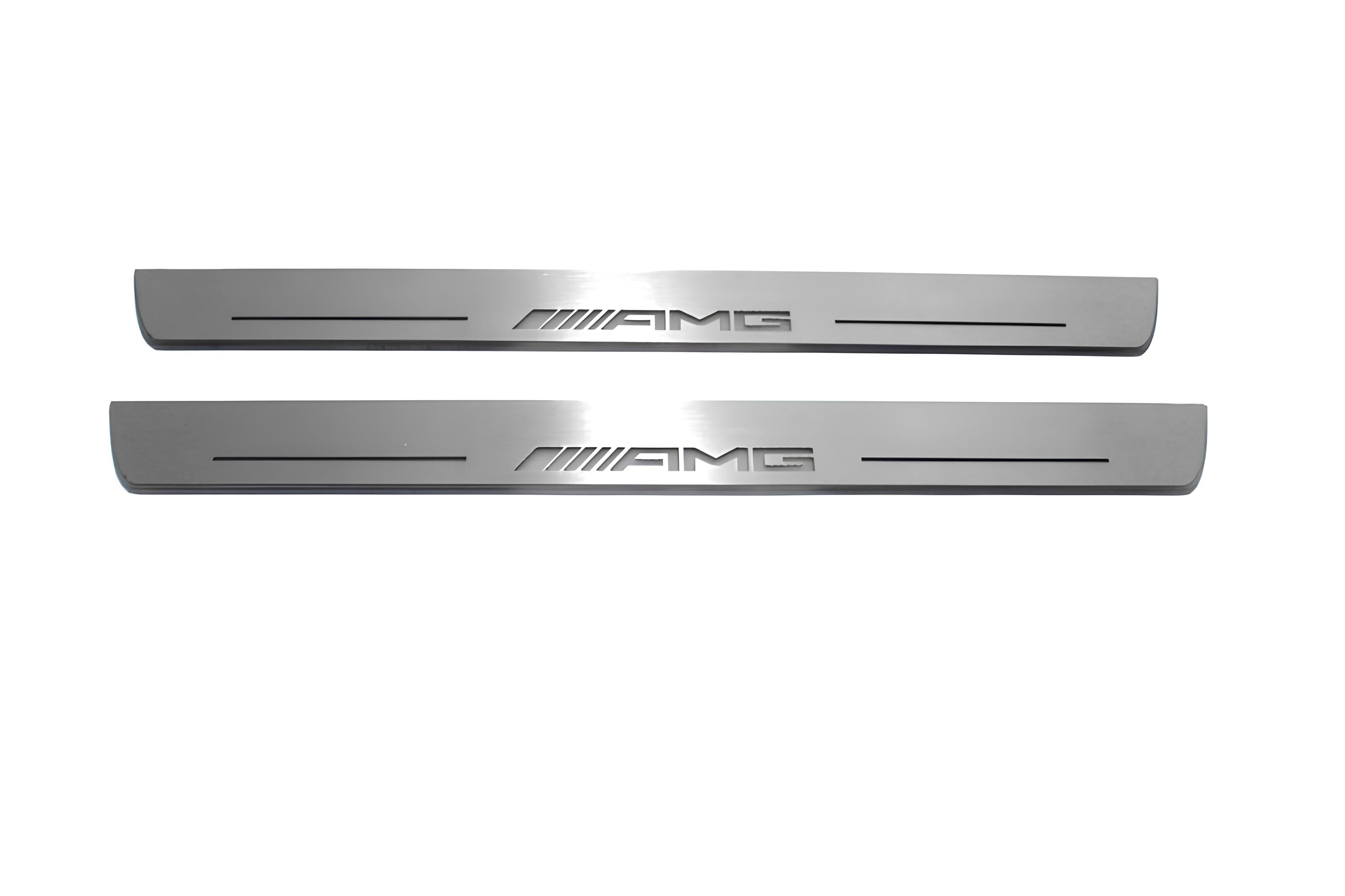 Illuminated LED Door Sill Tread Plates Mercedes ML W166 2011-2015 With AMG Logo Mercedes Led Door Sills opdesign