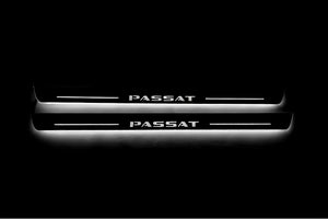 Illuminated LED Door Sill Tread Plates Volkswagen Passat B7 EU 2010-2015 With Passat Logo Volkswagen Led Door Sills opdesign