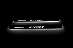 Illuminated LED Door Sill Tread Plates Hyundai Accent 2006-2011 With Accent Logo Hyundai Led Door Sills opdesign