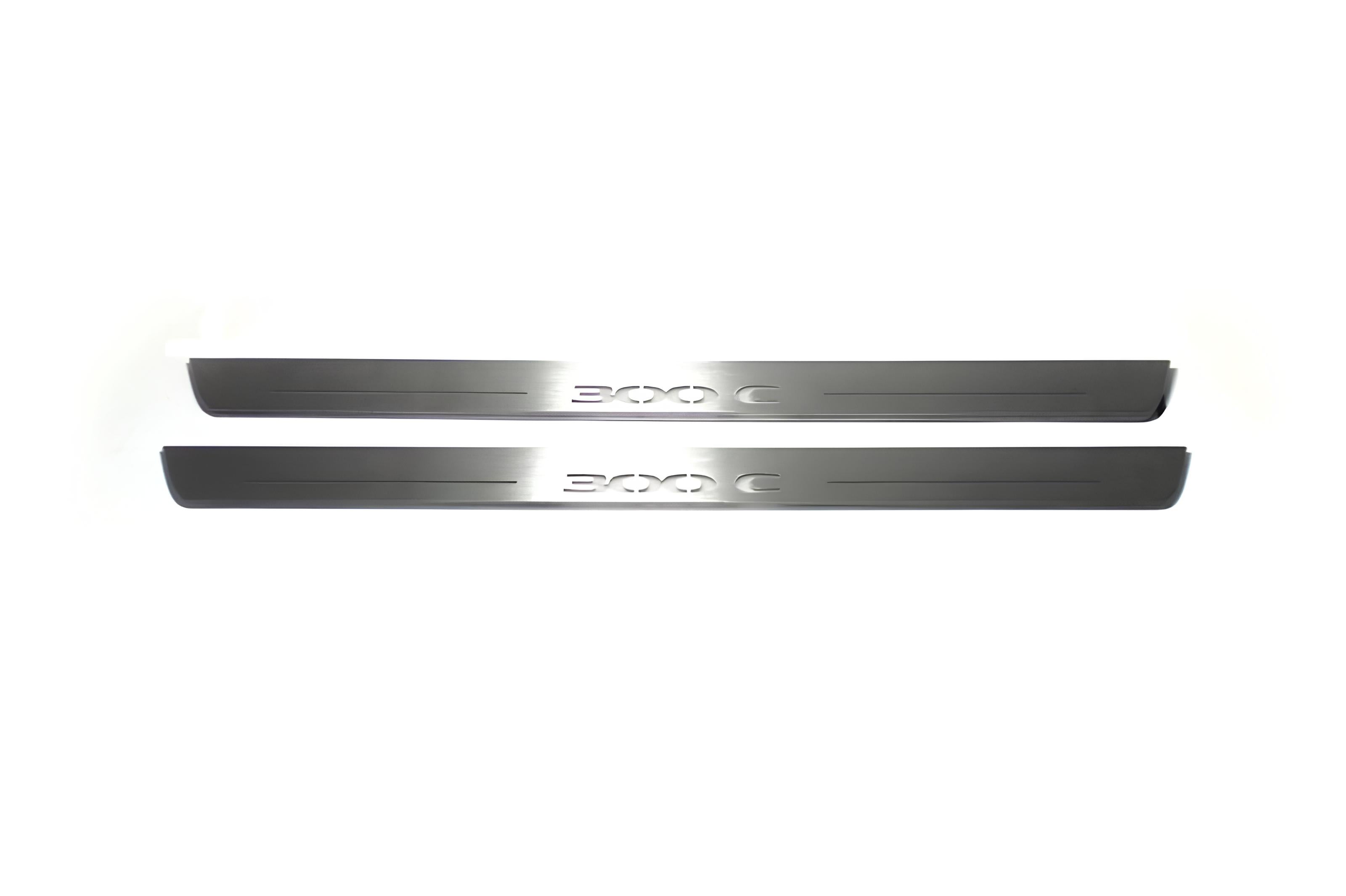 Illuminated LED Door Sill Tread Plates Chrysler 300C I 2005-2010 With 300C Logo Chrysler Led Door Sills opdesign