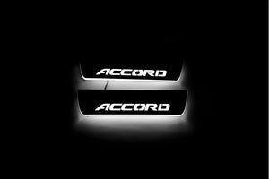 Illuminated LED Door Sill Tread Plates Honda Accord X 2018-2023 With Accord Logo Honda Led Door Sills opdesign