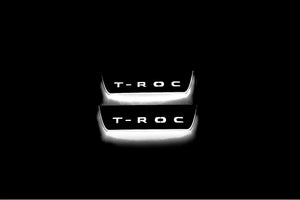 Illuminated LED Door Sill Tread Plates Volkswagen T-Roc 2017+ With T-Roc Logo Volkswagen Led Door Sills opdesign