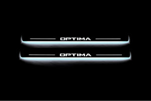 Illuminated LED Door Sill Tread Plates KIA Optima IV 2015-2019 With Optima Logo KIA Led Door Sills opdesign