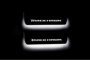Illuminated LED Door Sill Tread Plates Jeep Grand Cherokee IV 2010-2021 With TrackHawk Logo Jeep Led Door Sills opdesign