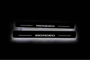 Illuminated LED Door Sill Tread Plates Ford Mondeo IV 2007-2012 With Mondeo Logo Ford Led Door Sills opdesign