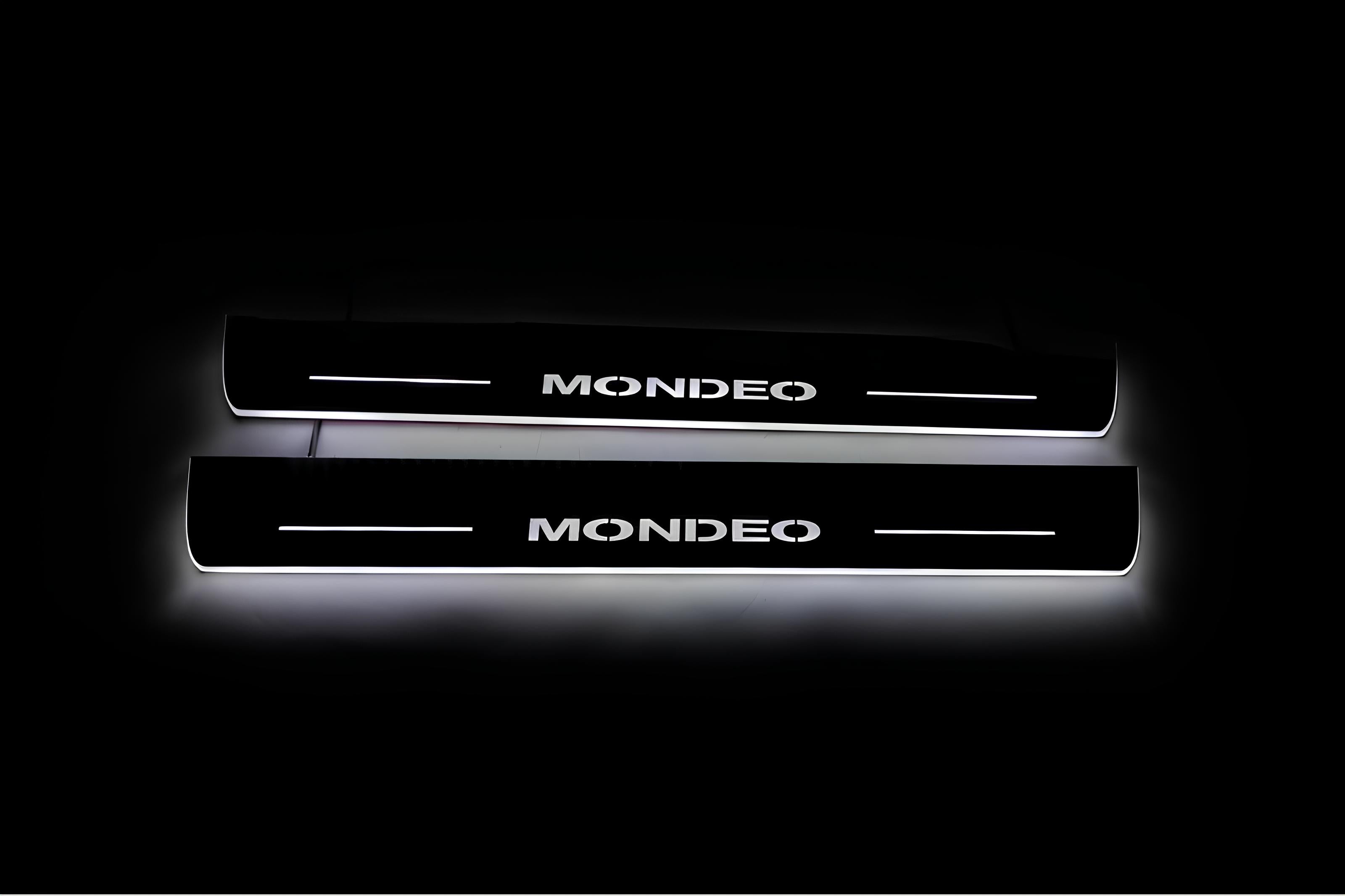 Illuminated LED Door Sill Tread Plates Ford Mondeo IV 2007-2012 With Mondeo Logo Ford Led Door Sills opdesign