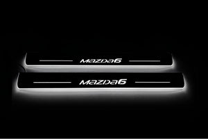 Illuminated LED Door Sill Tread Plates Mazda 6 III 2012-2024 With Mazda 6 Logo Mazda Led Door Sills opdesign