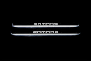 Illuminated LED Door Sill Tread Plates Chevrolet Camaro V 2009-2015 With Camaro Logo Chevrolet Led Door Sills opdesign