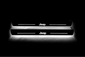 Illuminated LED Door Sill Tread Plates Jeep Cherokee KL 2014-2023 With Jeep Logo Jeep Led Door Sills opdesign
