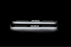Illuminated LED Door Sill Tread Plates Toyota Auris II 2013-2018 With Auris Logo Toyota Led Door Sills opdesign