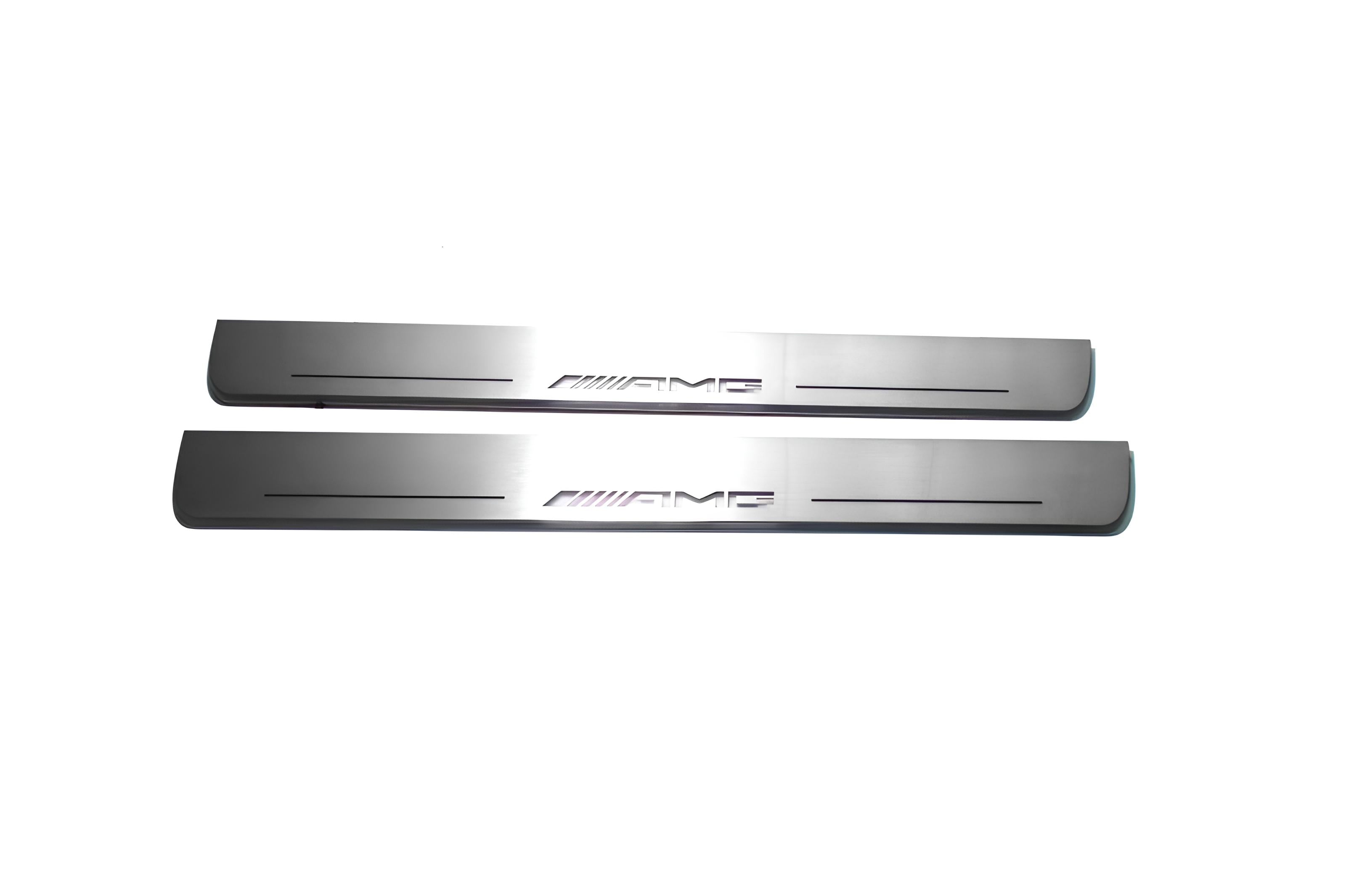 Illuminated LED Door Sill Tread Plates Mercedes ML W164 2005-2011 With AMG Logo Mercedes Led Door Sills opdesign