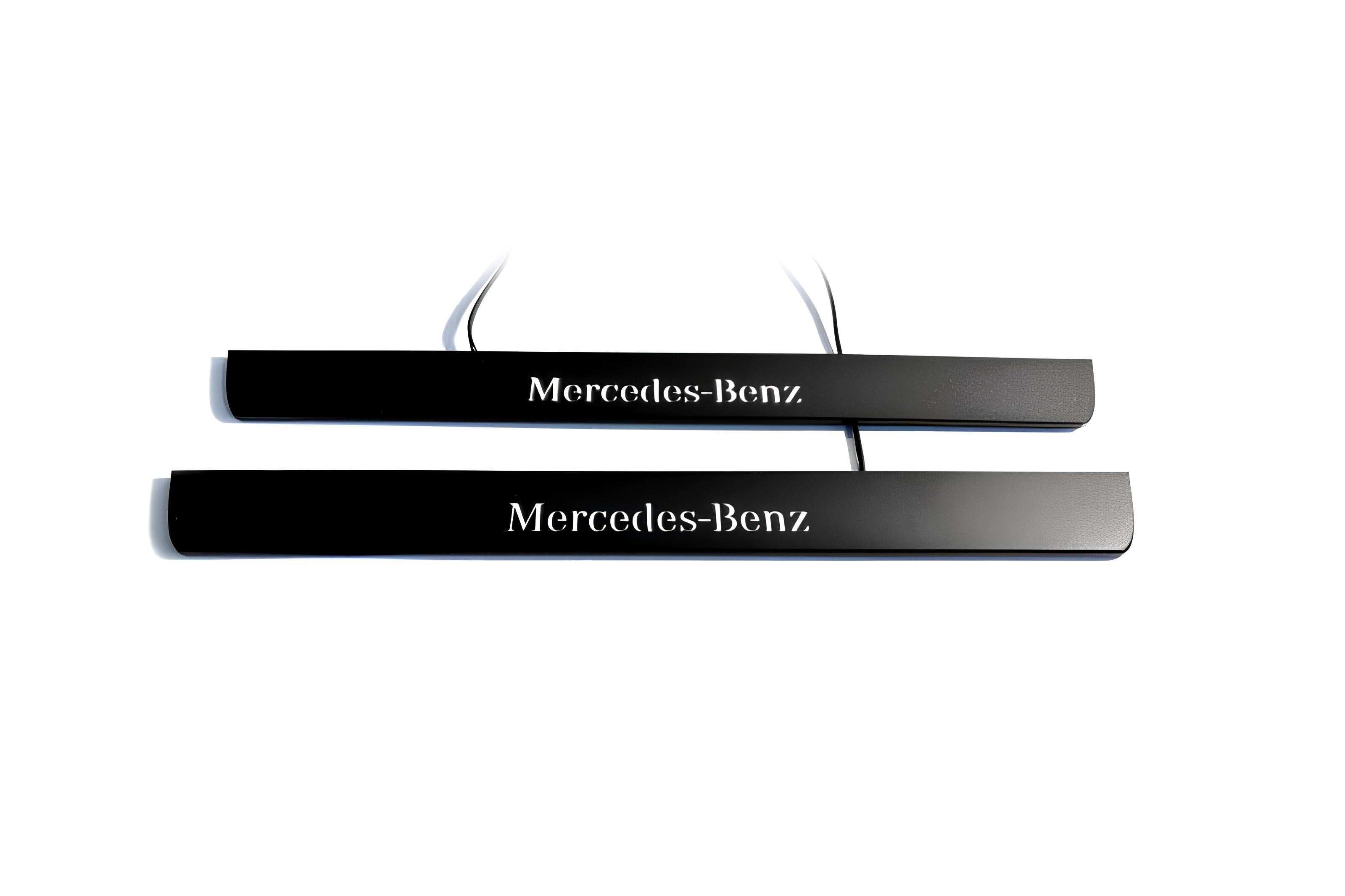 Mercedes GLS I 2015-2019 Illuminated Matte Sill Plates with logo Mercedes-Benz Mercedes Led Door Sills PRO decoinfabric