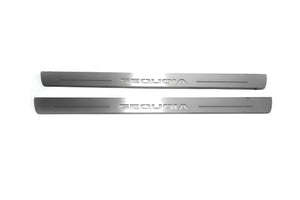 Illuminated LED Door Sill Tread Plates Toyota Sequoia II 2008-2022 With Sequoia Logo Toyota Led Door Sills opdesign