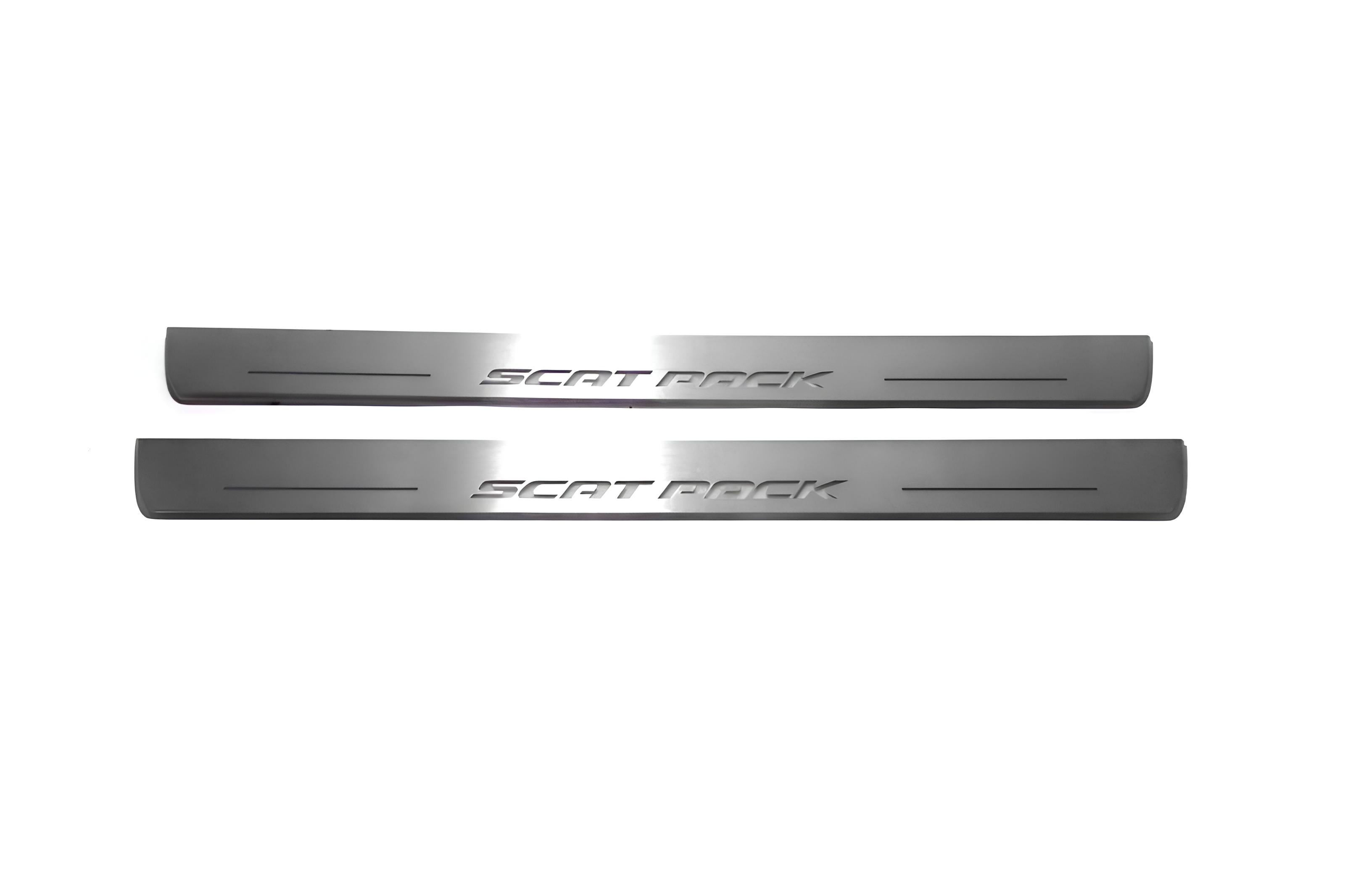 Illuminated LED Door Sill Tread Plates Dodge Charger 2011-2023 With Scat Pack Logo Dodge Led Door Sills opdesign