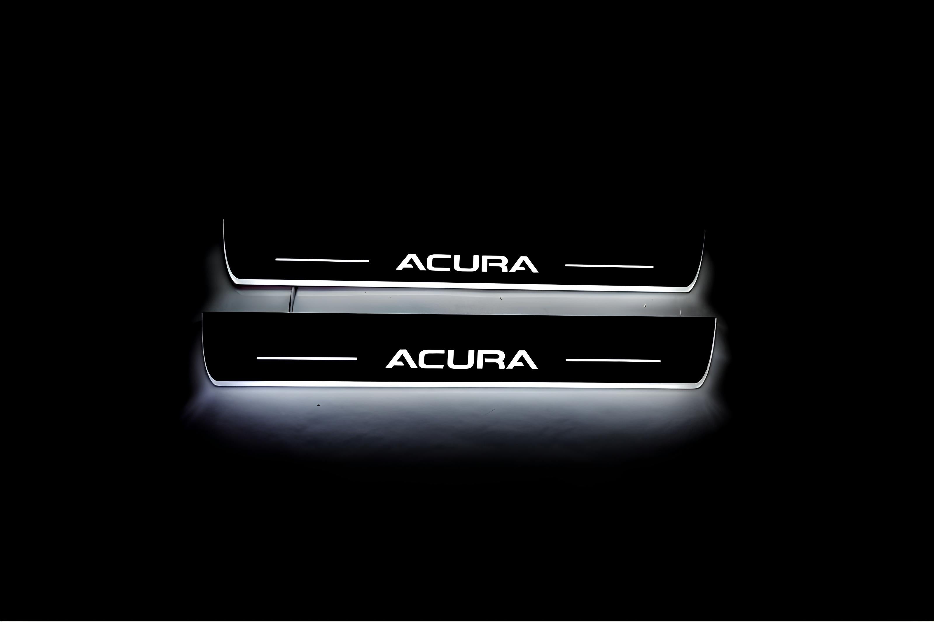 Illuminated LED Door Sill Tread Plates Acura MDX III 2013-2021 With Acura Logo Acura Led Door Sills opdesign