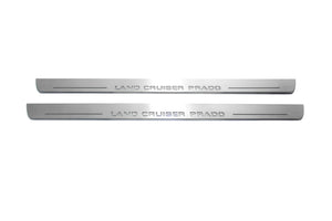 Illuminated LED Door Sill Tread Plates Toyota Prado 120 2002-2009 With Land Cruiser Prado Logo (type 1) Toyota Led Door Sills opdesign