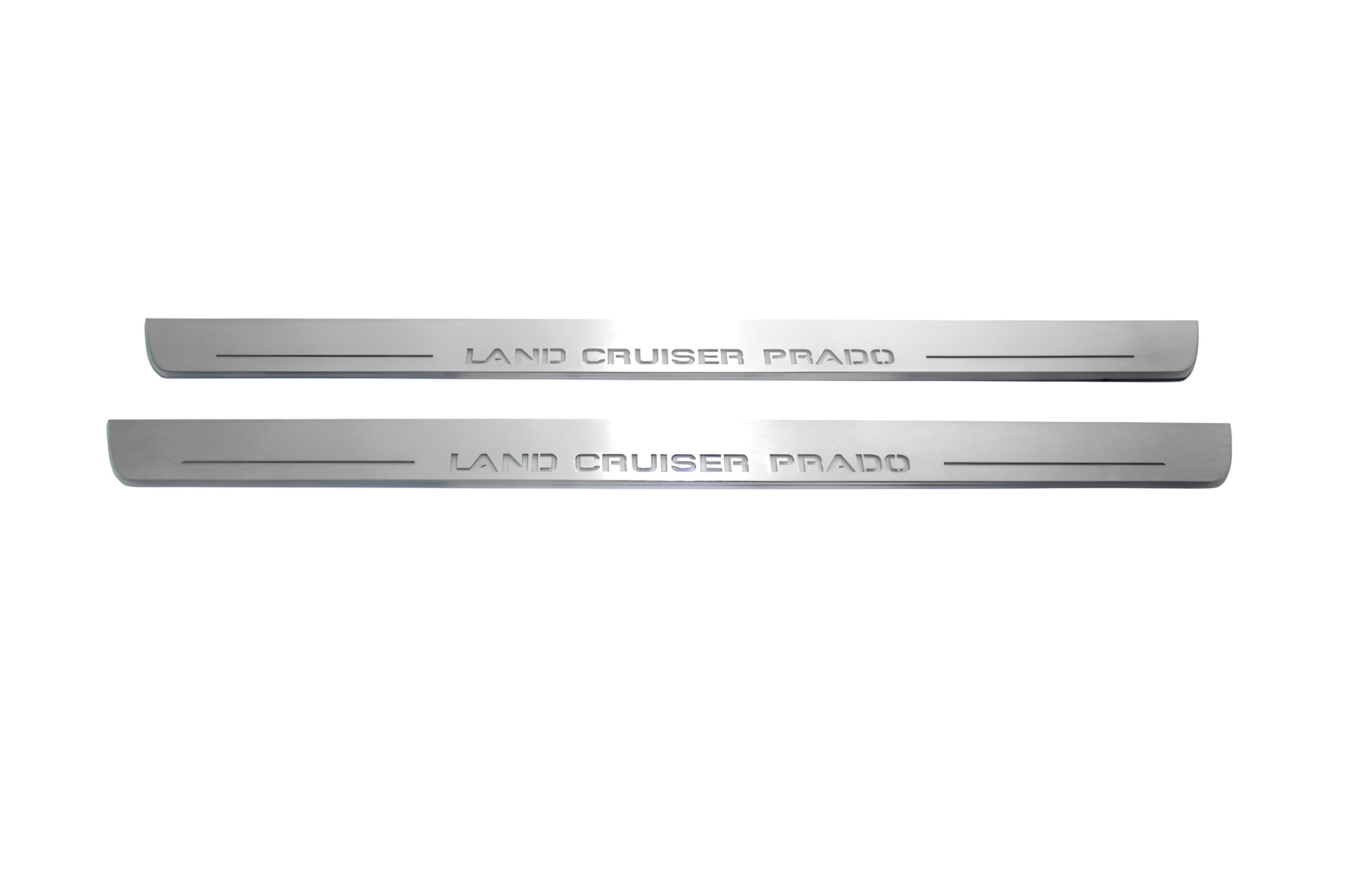 Illuminated LED Door Sill Tread Plates Toyota Prado 120 2002-2009 With Land Cruiser Prado Logo (type 1) Toyota Led Door Sills opdesign