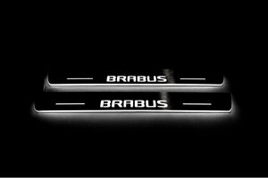 Mercedes C W205 2014-2021 LED Door Sills Illuminated Scuff Brabus Logo Stainless Steel Entry Guards Door Sills Decoin