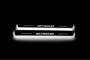 Illuminated LED Door Sill Tread Plates Ford Edge II 2015+ With ММММ Logo Ford Led Door Sills opdesign