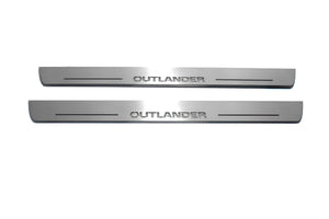 Illuminated LED Door Sill Tread Plates Mitsubishi Outlander II 2007-2012 With Outlander Logo Mitsubishi Led Door Sills opdesign