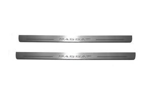 Illuminated LED Door Sill Tread Plates Volkswagen Passat B7 USA 2011-2019 With Passat Logo (type 1) Volkswagen Led Door Sills opdesign