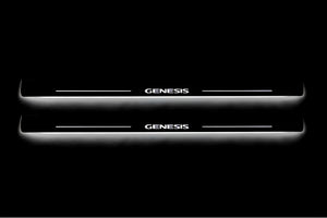 Illuminated LED Door Sill Tread Plates Hyundai Genesis Coupe 2008-2016 With Genesis Logo Hyundai Led Door Sills opdesign
