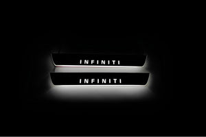 Illuminated LED Door Sill Tread Plates Infiniti QX60 I 2013-2021 With Infiniti Logo Infiniti Led Door Sills opdesign
